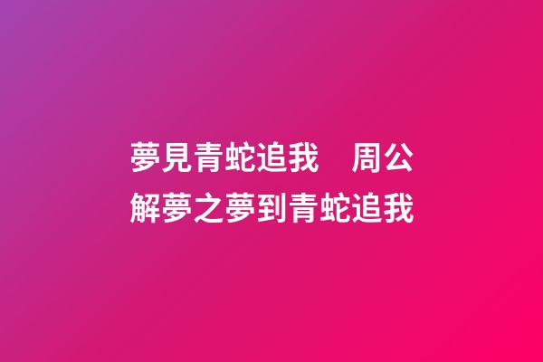 夢見青蛇追我　周公解夢之夢到青蛇追我